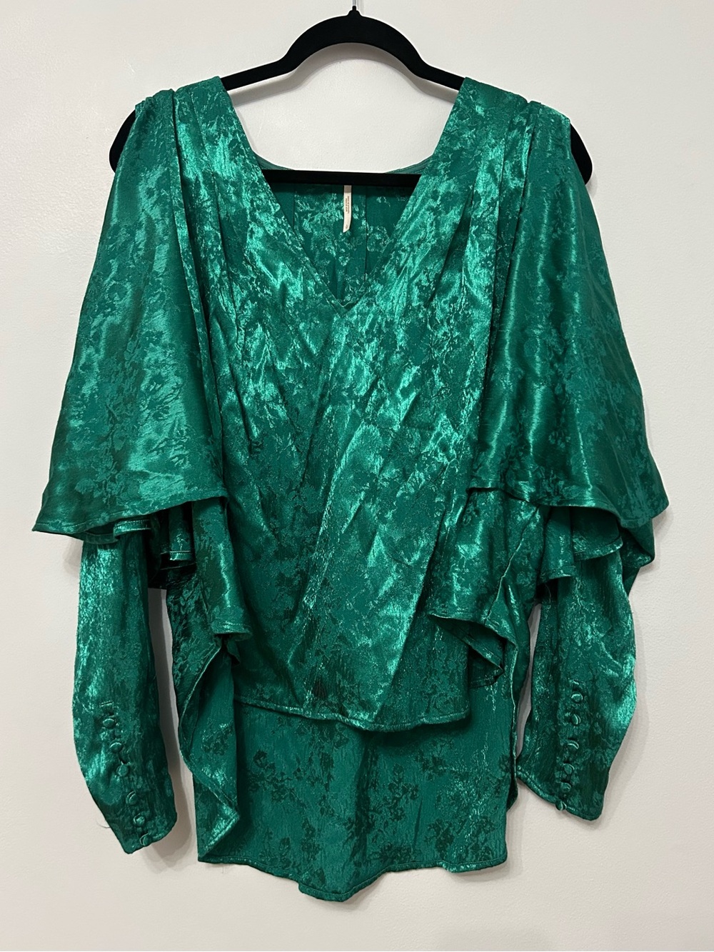 Free People Emerald Green Cold Shoulder Top